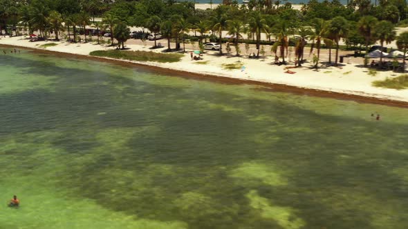 Fast Aerial Flyby Key Biscayne Beach Miami Fl