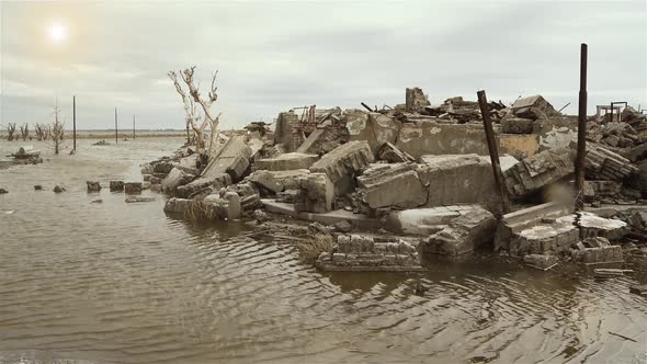 Ruins of the Lost City of Villa Epecuen in Argentina.