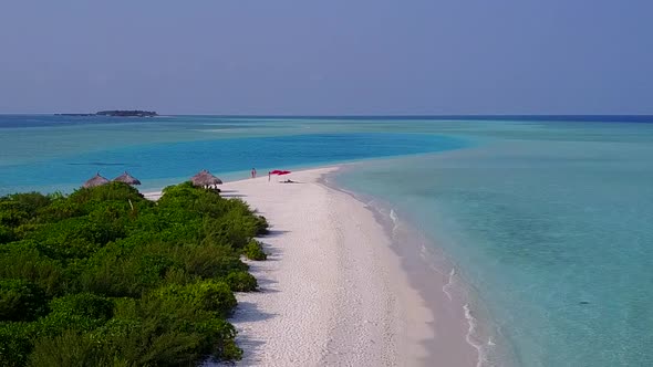 Aerial landscape of bay beach journey by clear sea with sand background