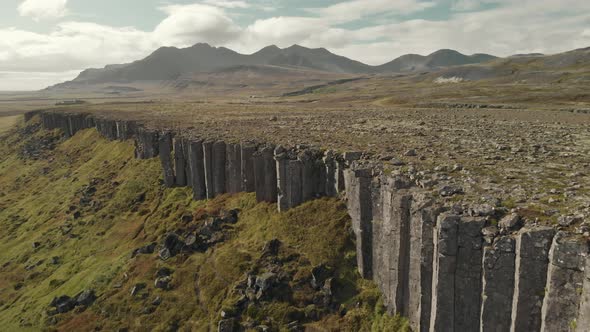 Gerduberg Basalt Lava Rock Cliffs in Iceland