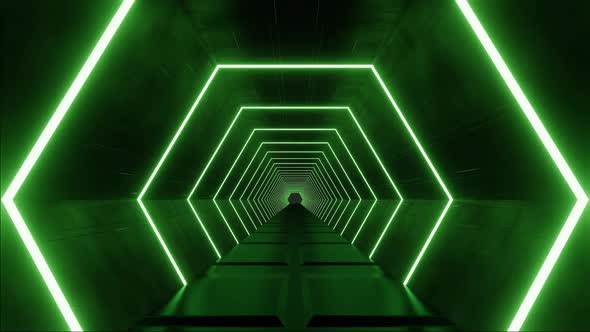 Flight in abstract sci-fi tunnel seamless loop. Futuristic motion graphics, high tech background