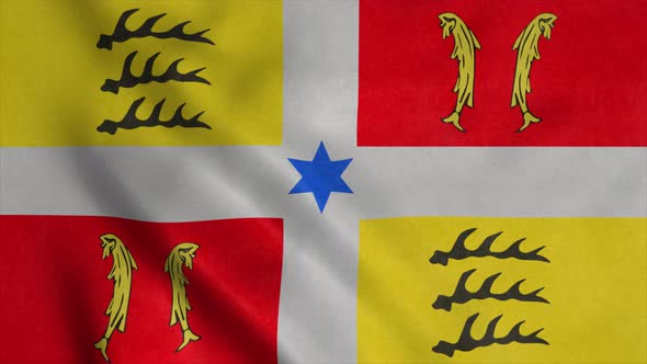 Montbeliard Flag France Waving in the Wind Background