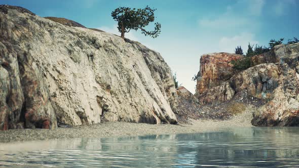 Panoramic View of Nice Colorful Huge Cliff and Sea