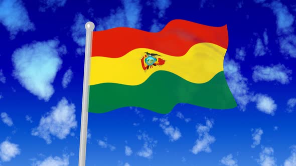 Bolivia Flying National Flag In The Sky