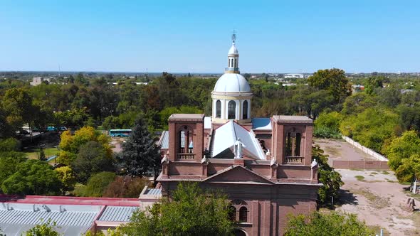 Church, Cathedral, Temple (Mendoza, Argentina) aerial view, drone footage