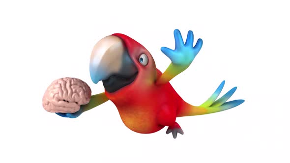 Fun 3D cartoon animation of a Parrot with alpha