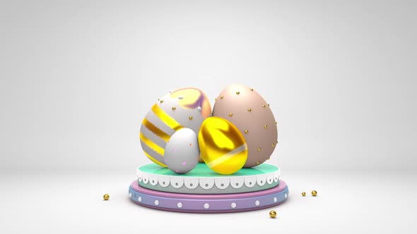 Golden Easter Eggs On Podium Loop
