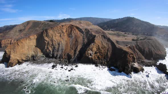 Mori Point Pacifica California Coastline Aerial Perspective From Helicopter