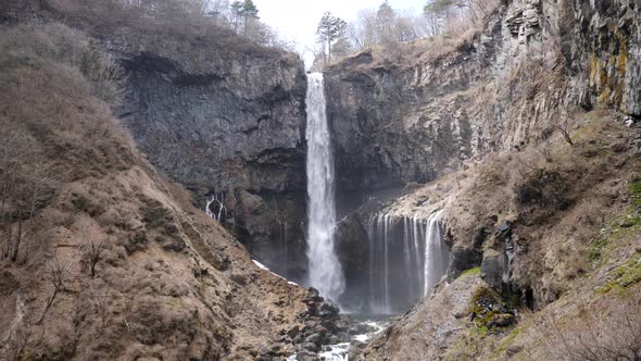 View of Kegon Waterfall with Basalt Wall Japan
