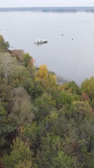 Vertical Video Aerial View of the Dnipro River  the Main River of Ukraine