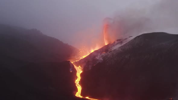 Aerial view of Volcan Cumbre Vieja, La Palma, Canary Islands, Spain.