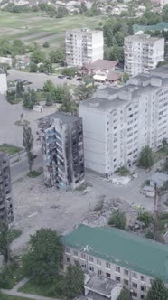 Vertical Video of a House Destroyed By the War in Ukraine