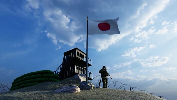 A Soldier Protecting the Guard on the Border of Japan