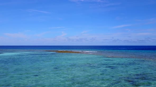 Aerial drone seascape of exotic island beach by sea and sand background