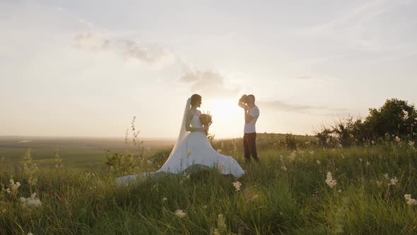 Slow Motion of Bride That Turns to the Photographer