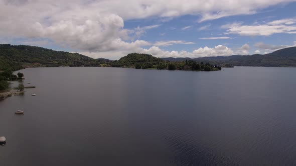 Aerial view of Orta Lake in Italy