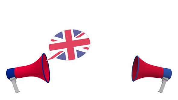 Flags of the Netherlands and the UK on Speech Bubbles