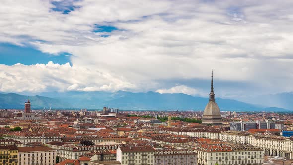 Turin time lapse, Italy, Torino skyline with the Mole Antonelliana