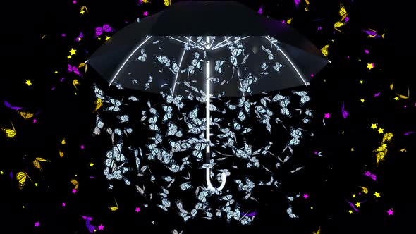 Umbrella And Butterflies
