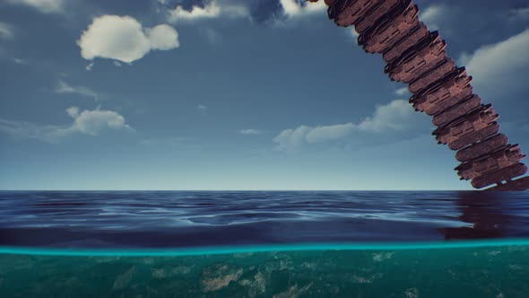 Old Crushed UFO Alien Spaceship in Ocean alt