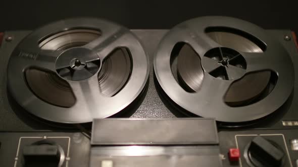 Old Coil Tape Recorder with Magnetic Tape on Reels