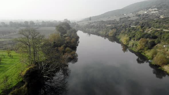 Beautiful River Flowing in Autumn