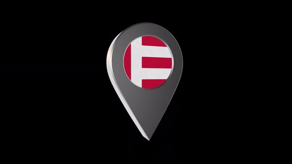 3d Animation Map Navigation Pointer With Flag Of Eindhoven (Netherlands) With Alpha Channel - 2K alt