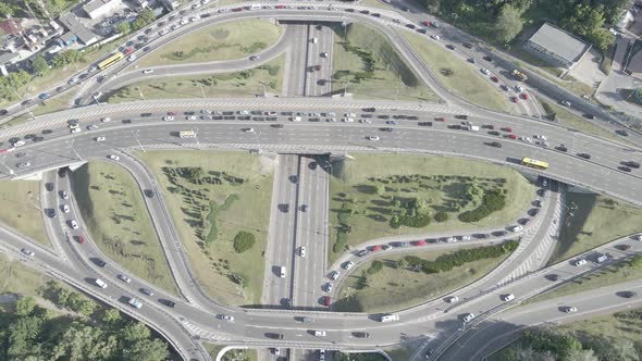 Kyiv. Ukraine: Road Junction. Aerial View, Flat, Gray