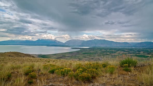 Time lapse of small rainstorm moving over Utah Valley in summer