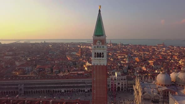 Aerial View of Venice St Mark's Square Italy Autumn