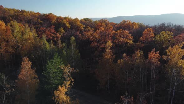 Aerial view of the Volga river and Zhiguli mountains.