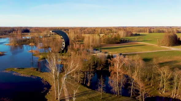 Modern Construction Observation Tower in Kirkilai  Aerial Dron Shot