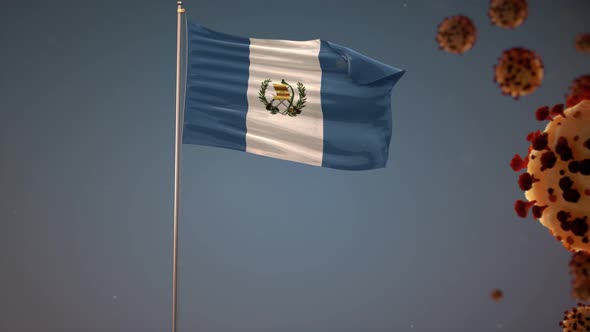 Guatemala  Flag With Corona Virus Attack 4K