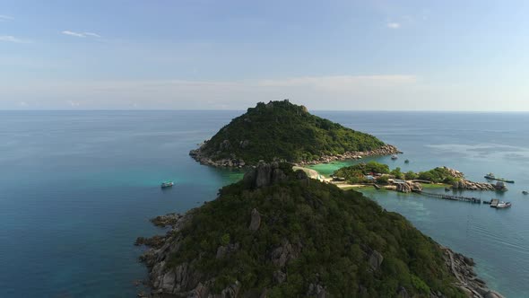 Flight over Small Tropical Island