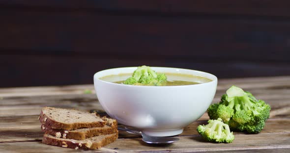 Soup Made From Fresh Broccoli To the Bowl. 