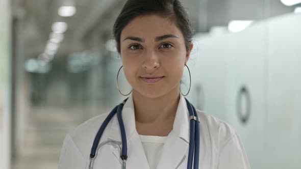 Portrait of Serious Indian Female Doctor