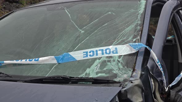 Total Loss Car with Exploded Airbag, Windscreen and Axle Fracture