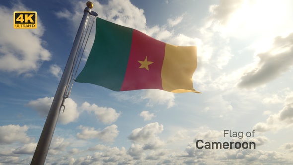 Cameroon Flag on a Flagpole - 4K