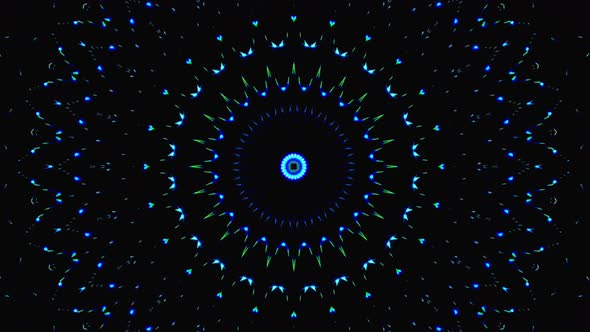 abstract line light set blue color kaleidoscope black background