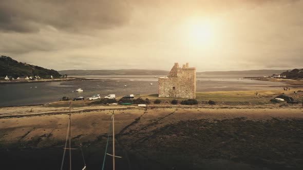 Sun Seascape at Castle Ruins Aerial