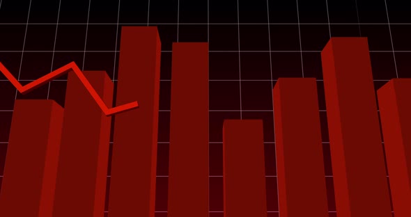 Animation of a red graph on white grid on red background