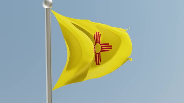 New Mexico flag on flagpole.