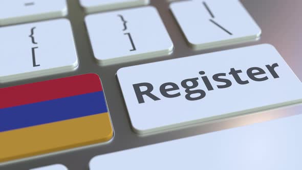 Register Text and Flag of Armenia on the Keys