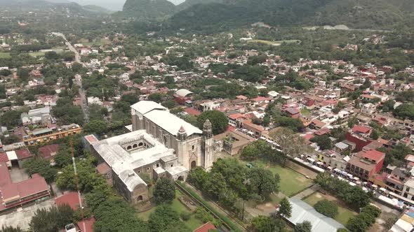 View of XVI century convent near mexico city in Tepoztlan