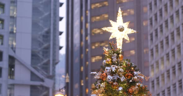 Christmas decoration in city at night