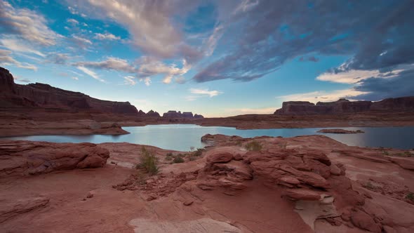 Timelapse over Lake Powell at Sunset