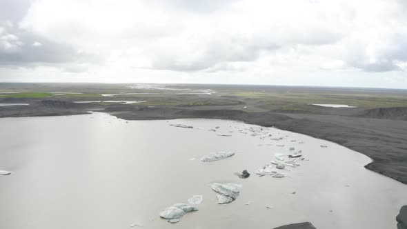 Iceland’s Jökulsárlón Glacial Lagoon With Icebergs - aerial drone shot