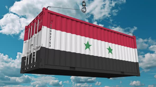 Cargo Container with Flag of Syria