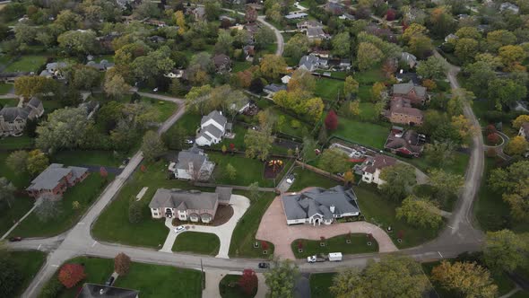 Aerial view of residential neighborhood in Northfield, Illinois