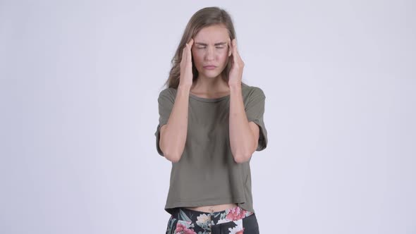 Young Stressed Woman Having Headache